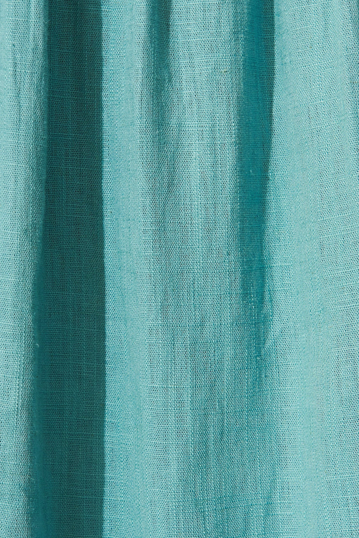 Vantey Shirt Dress In Dusty Teal Linen Blend - fabric