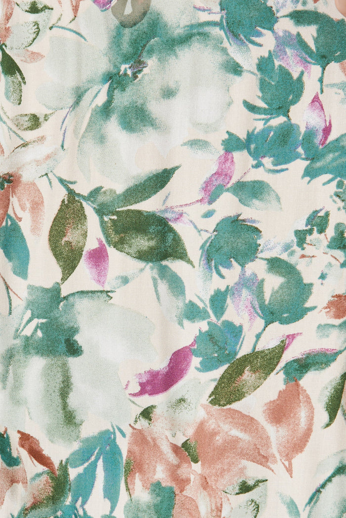 David Dress In White With Teal Floral - fabric