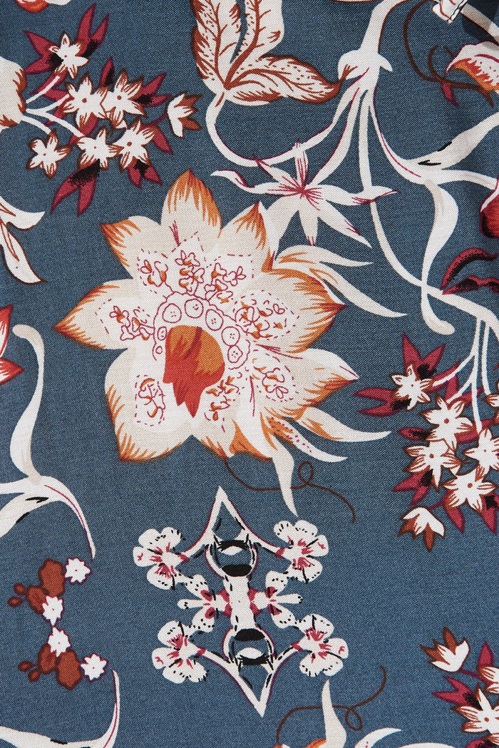Coralie Dress In Steel Blue Boho Floral - fabric