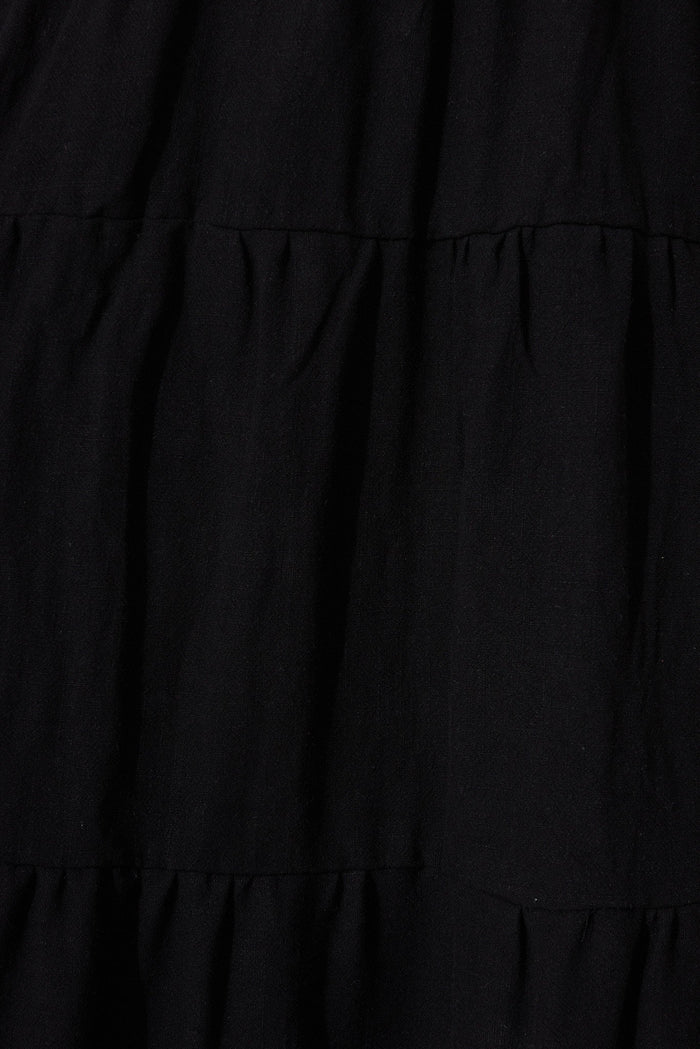 Karie Midi Dress In Black Linen Blend - fabric