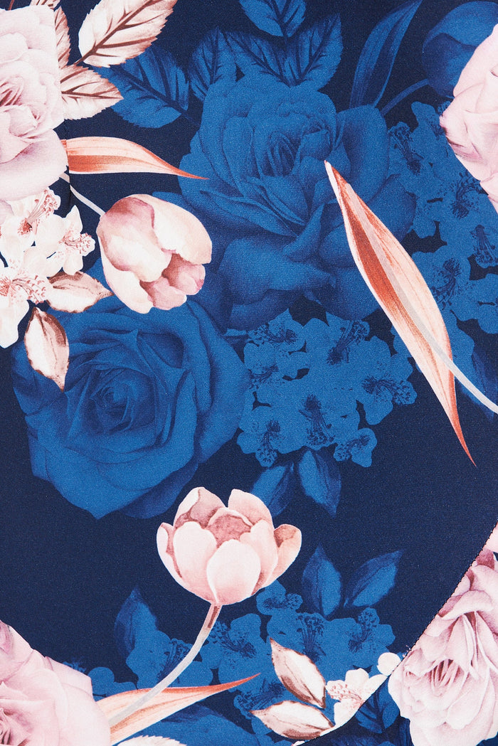 Amelie Midi Dress In Navy Multi Floral - fabric