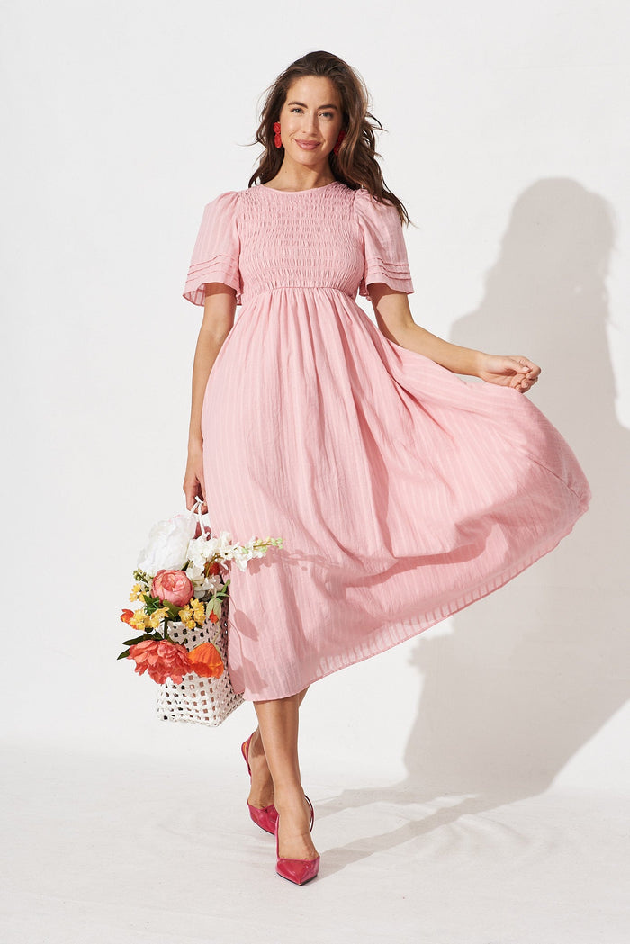 Talisa Maxi Dress In Pink Cotton - full length