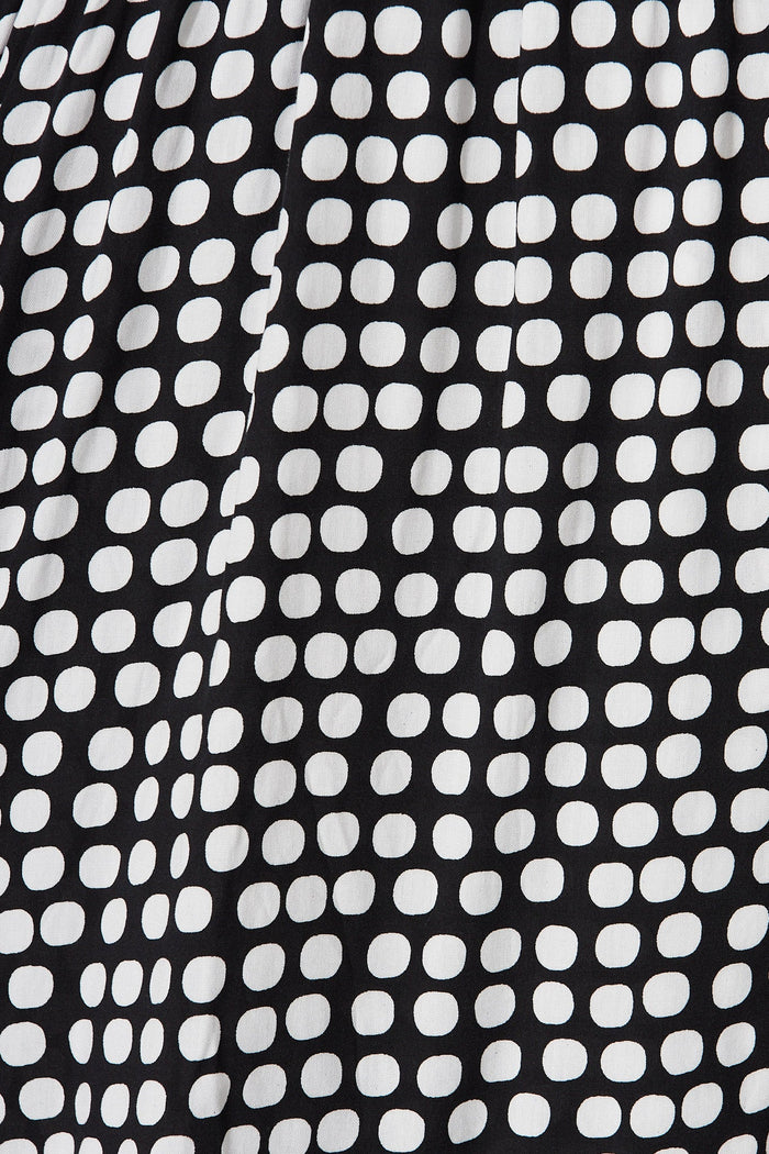 Rasta Smock Dress In Black And White Polka Dot - fabric