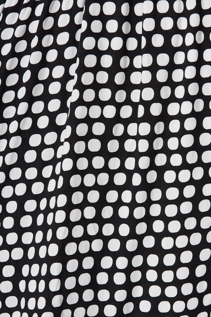 Rasta Smock Dress In Black And White Polka Dot - fabric