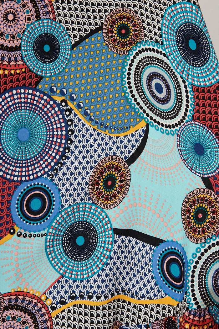 Davie Maxi Dress In Blue With Multi Print - fabric