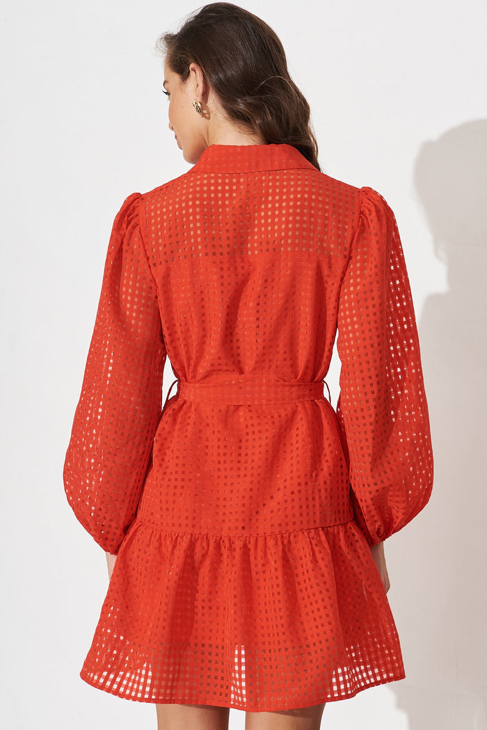 Giulia Shirt Dress In Red - back