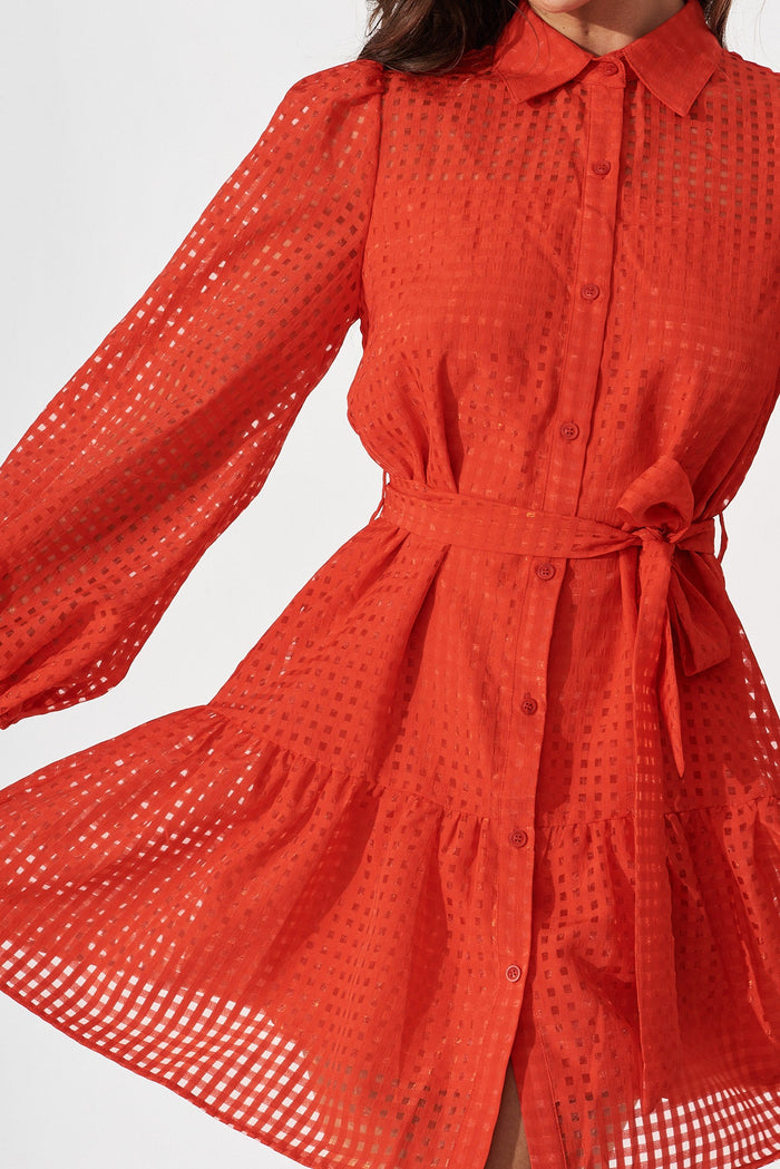 Giulia Shirt Dress In Red - detail