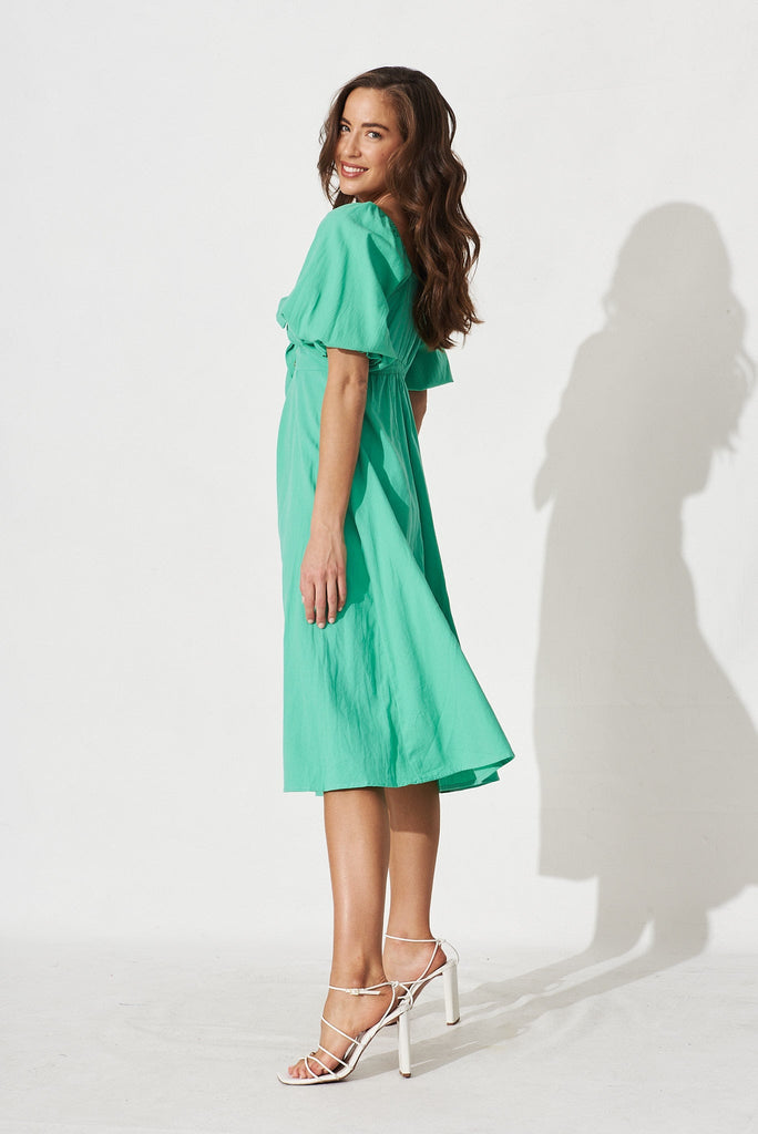 Ruthie Midi Dress In Green Cotton - side