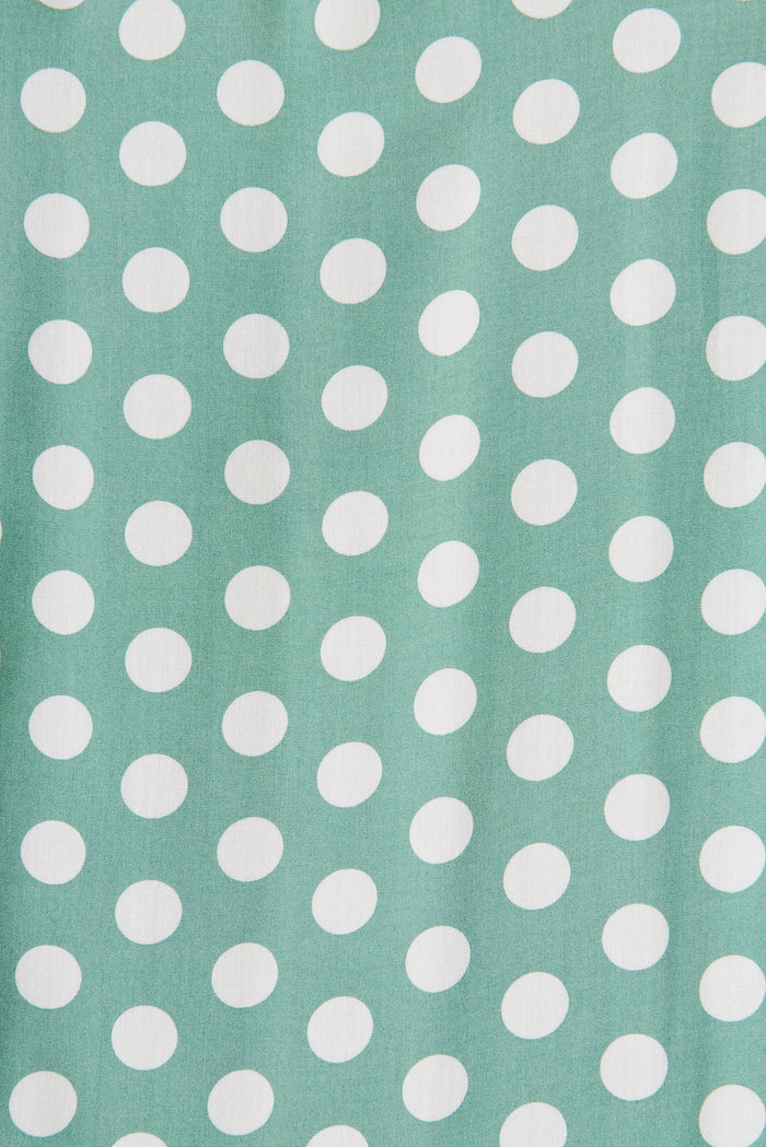 Emmerson Midi Dress In Green With White Polka Dot - fabric