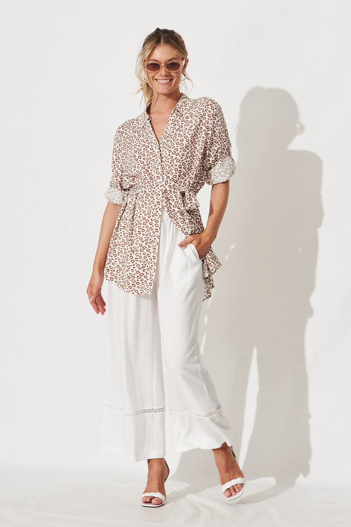 Norellie Dress In White With Leopard Print - full length