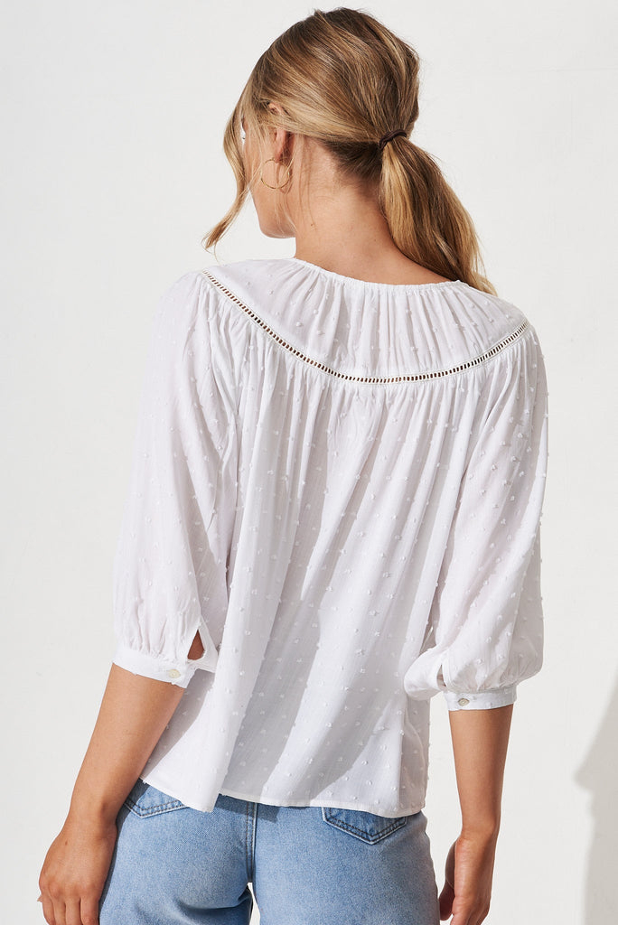 Elvire Top in White Swiss Dot - back