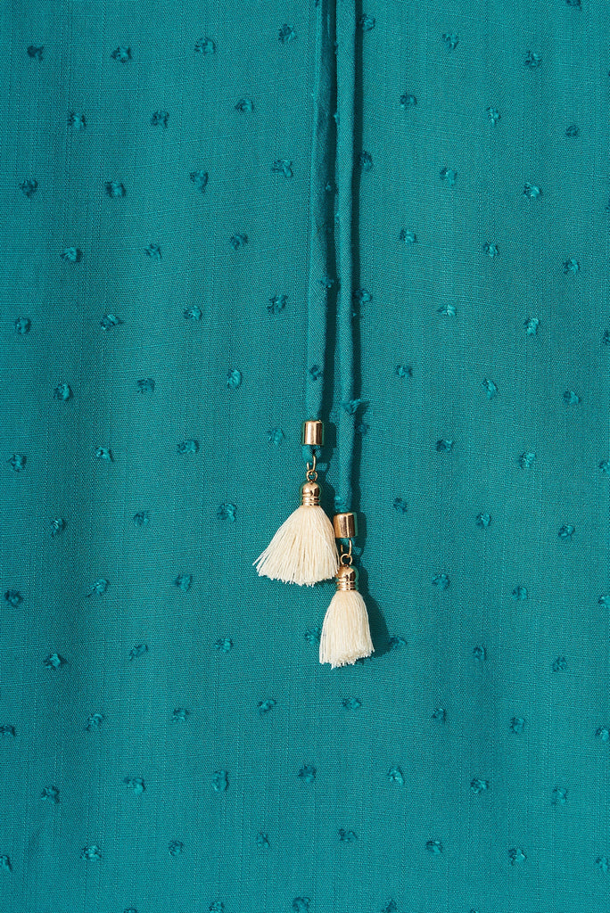 Elvire Top in Teal Swiss Dot - fabric