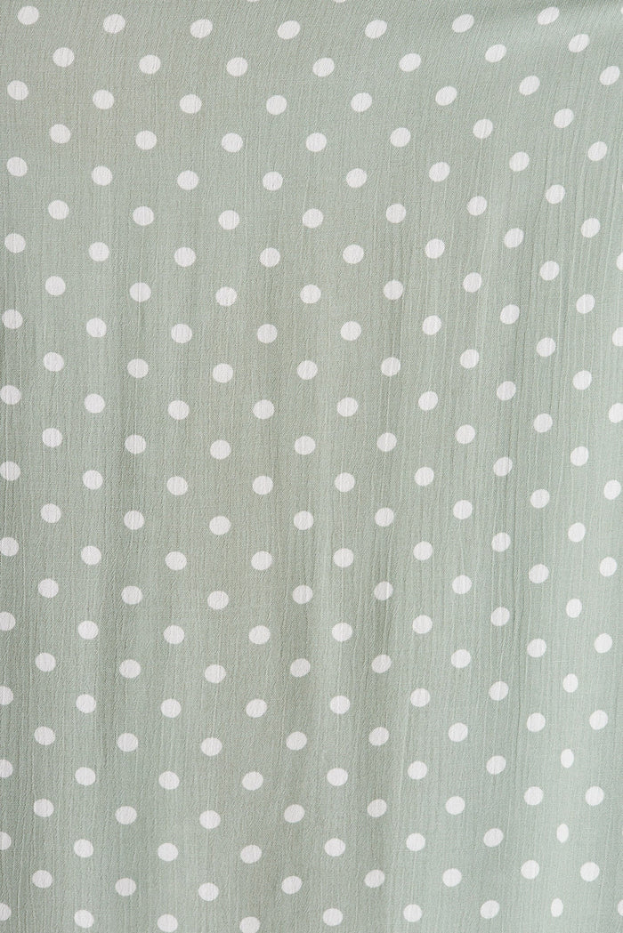 Jastine Midi Dress in Mint with White Spot Linen Blend - fabric