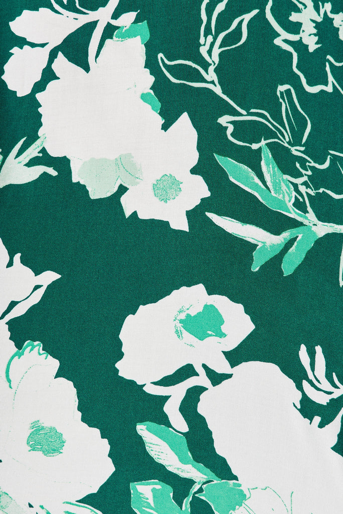 Verna Top In Teal Floral - fabric
