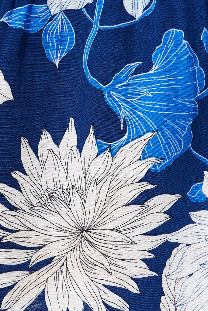 Kehlana Tiered Dress In Blue & White Floral - fabric