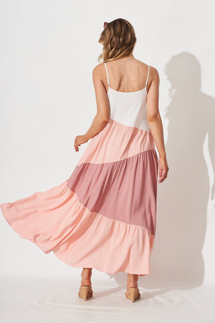 Adelita Maxi Dress In Pink Colourblock - back