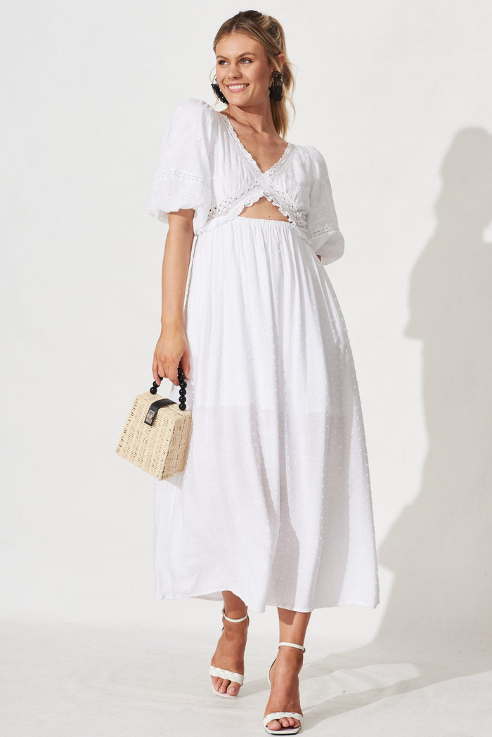 Marise Maxi Dress In Teal Swiss Dot - full length