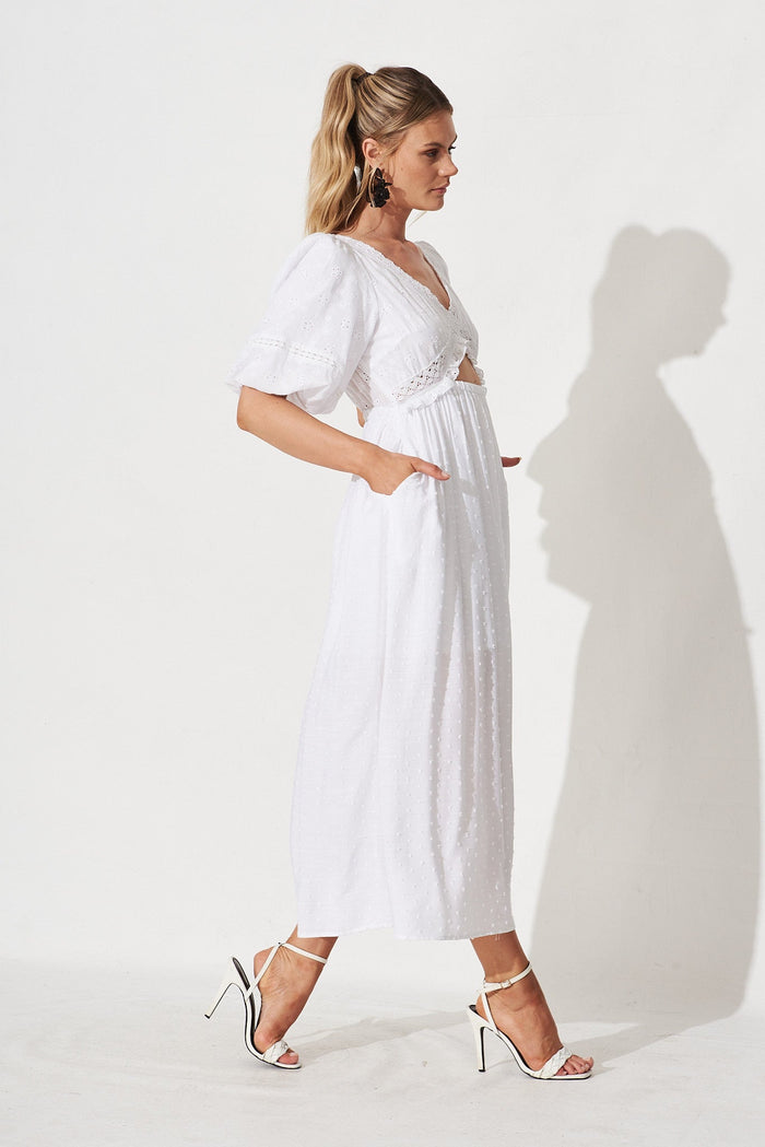 Marise Maxi Dress In Teal Swiss Dot - side