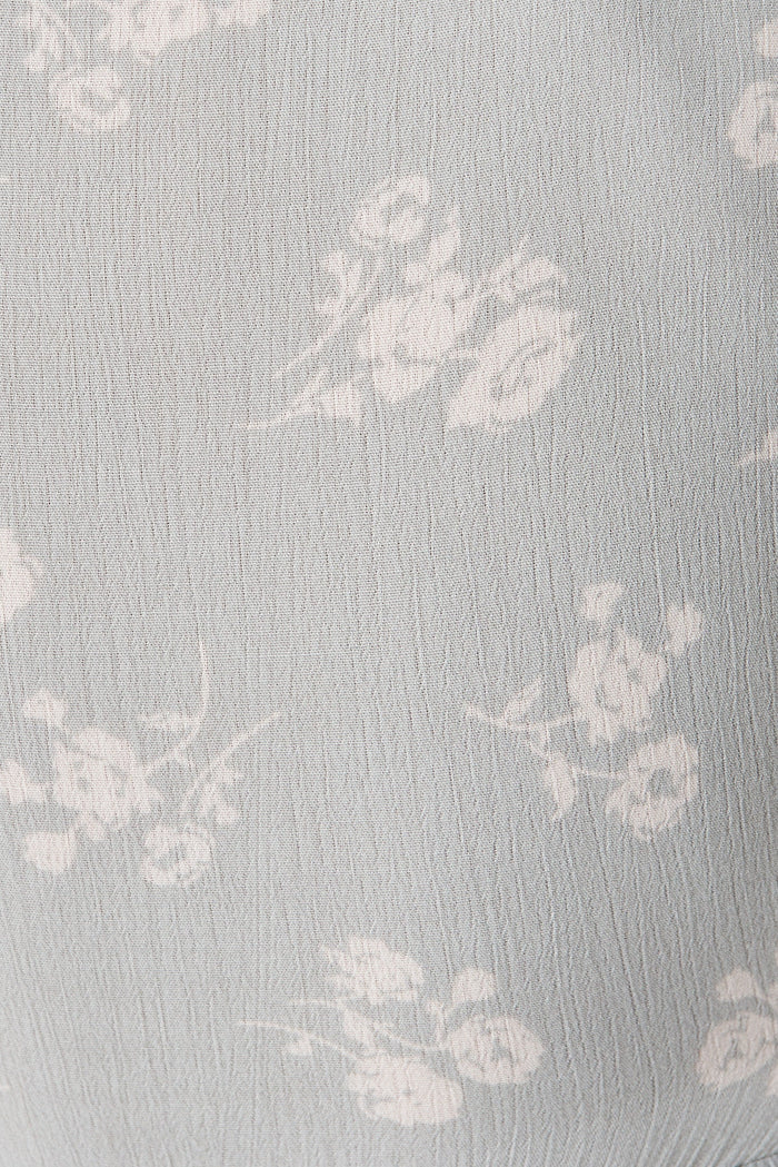 Heylani Midi Dress In Light Blue With White Floral - fabric