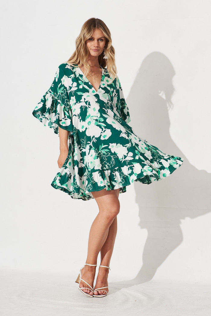 Skylar Dress in Teal Floral - full length
