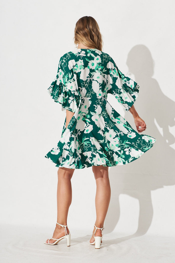 Skylar Dress in Teal Floral - back
