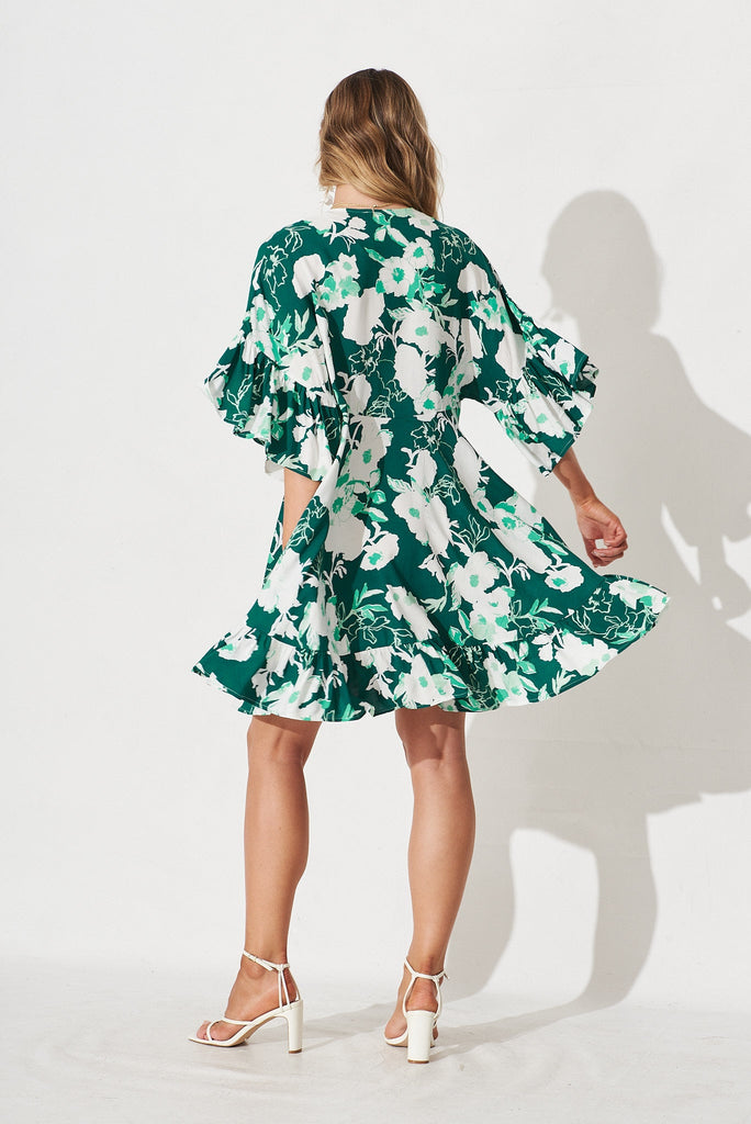 Skylar Dress in Teal Floral - back