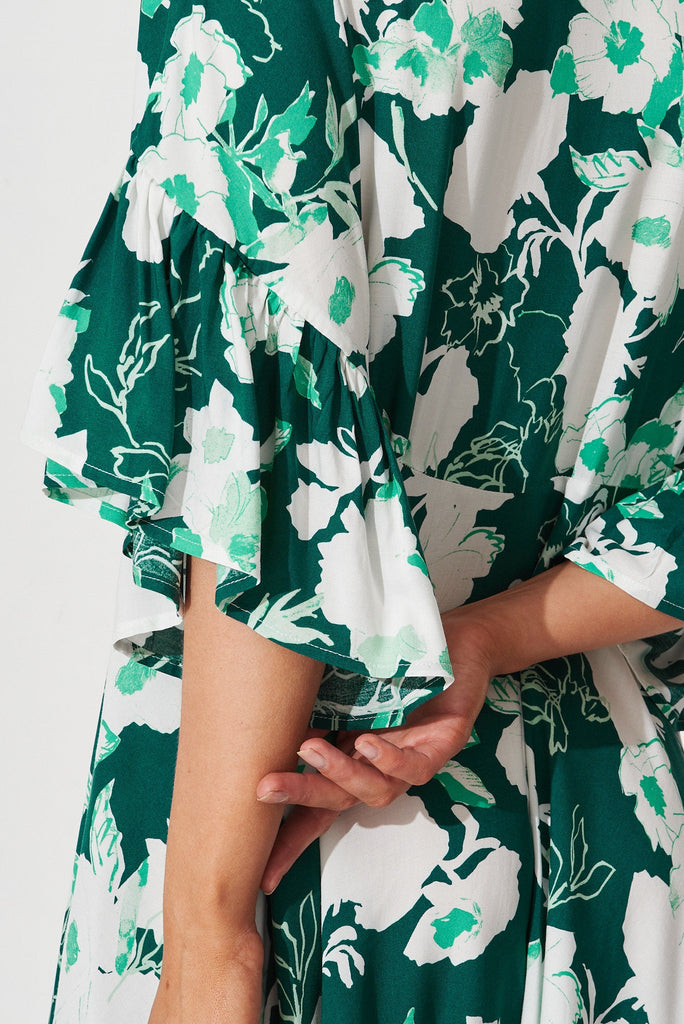 Skylar Dress in Teal Floral - detail