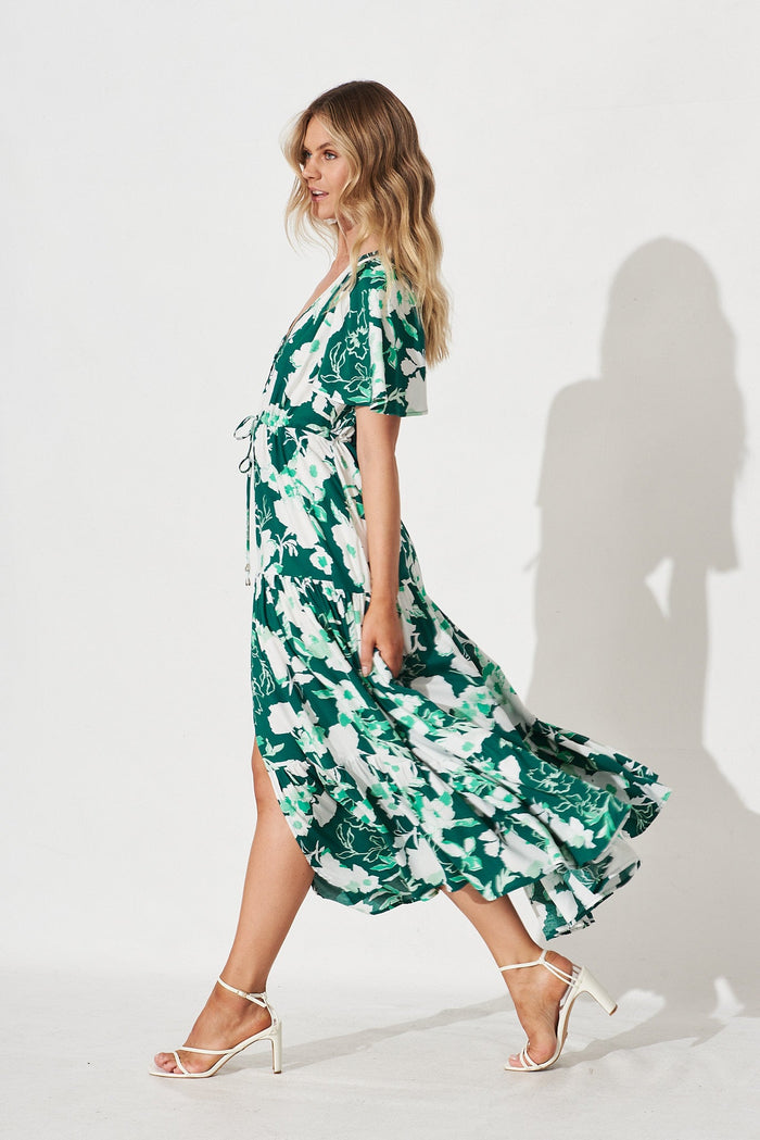 Violet Maxi Dress In Teal Floral - side