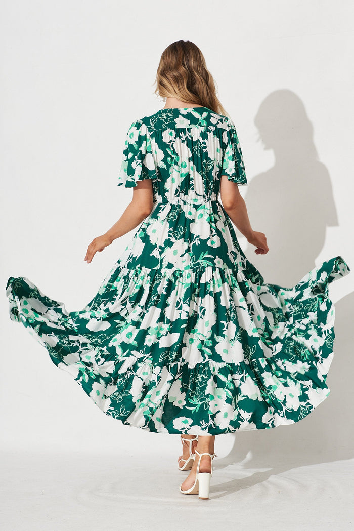 Violet Maxi Dress In Teal Floral - back