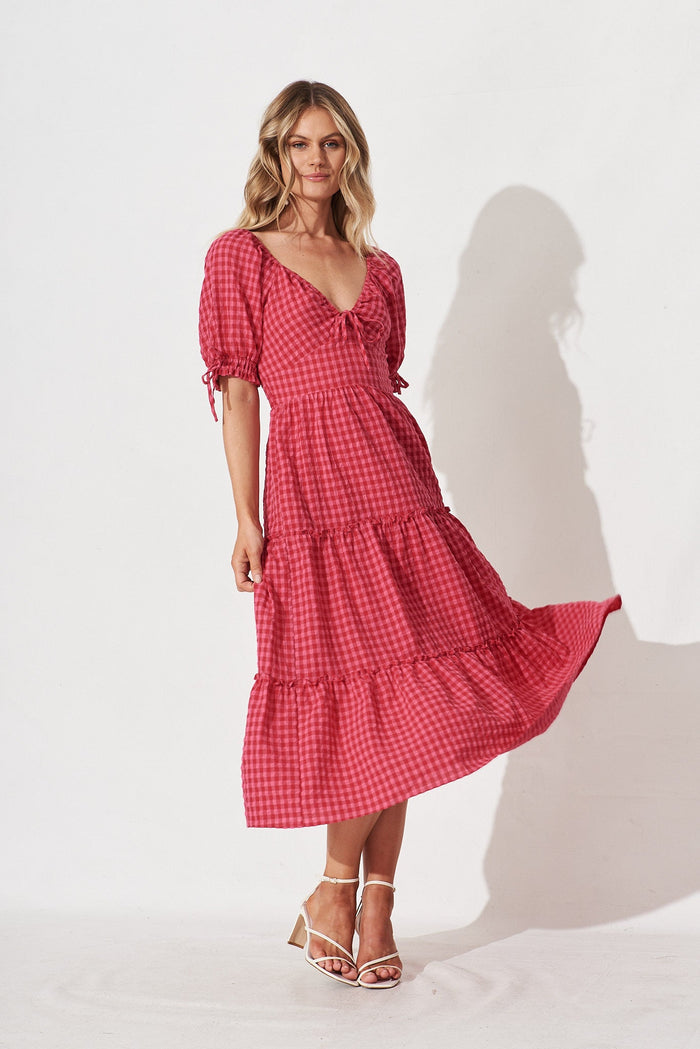 Tayah Midi Dress in Hot Pink - full length