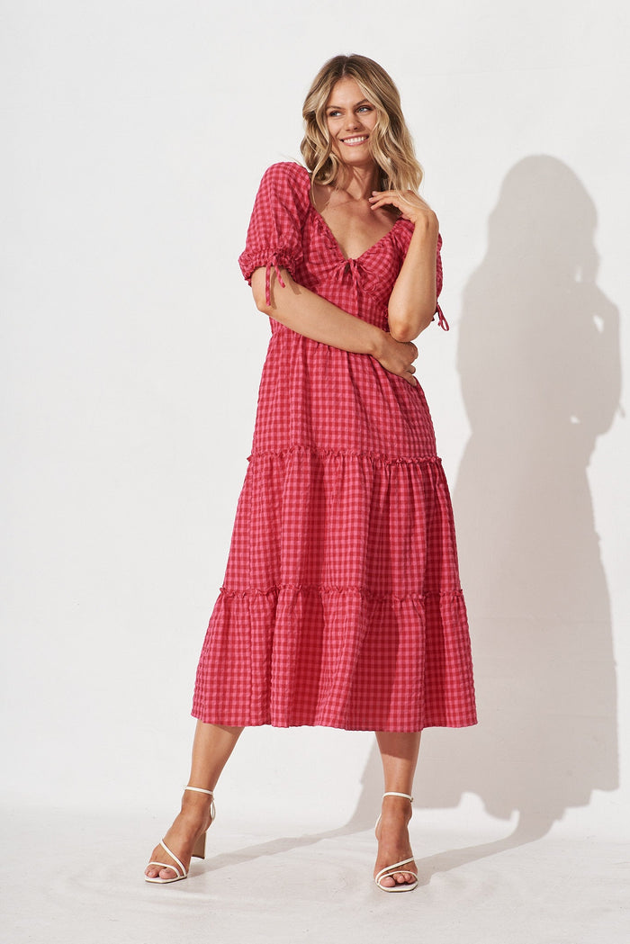 Tayah Midi Dress in Hot Pink - full length
