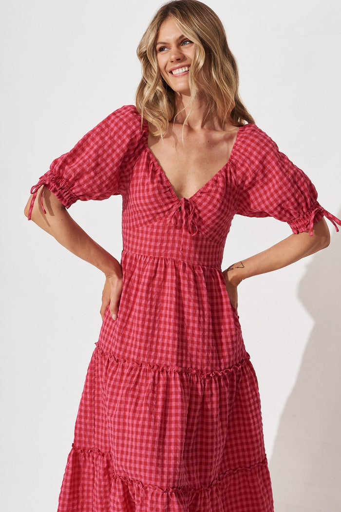 Tayah Midi Dress in Hot Pink - front