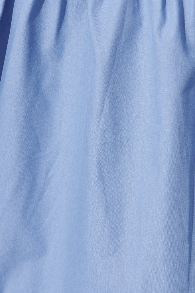 Kehlana Tiered Midi Dress In Blue Poplin - fabric
