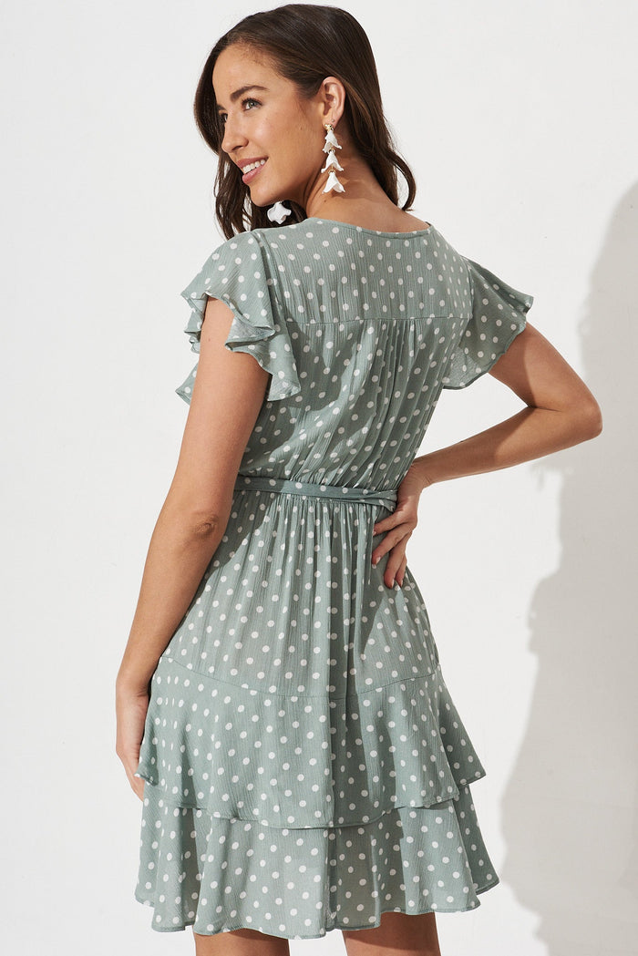 Nori Dress in Sage with White Speckle - back