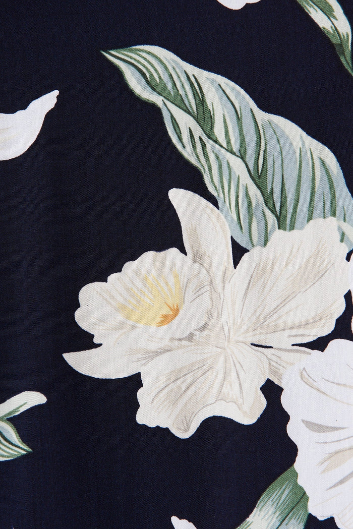 Adeline Shirt Dress In Navy and White Floral - fabric