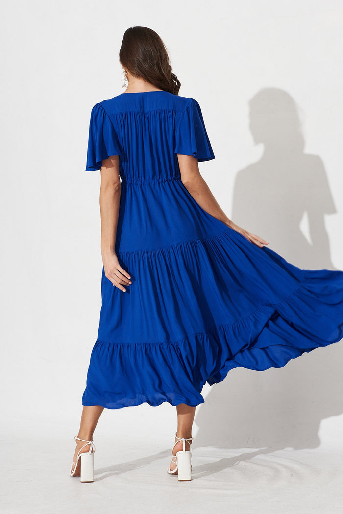 Violet Maxi Dress In Royal Blue - back