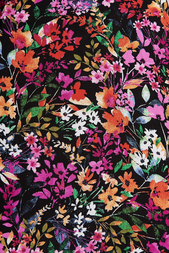 Melody Midi Dress In Black Multi Floral - fabric
