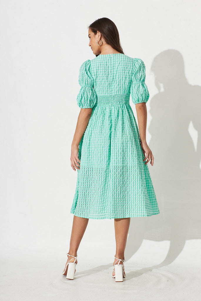 Andrea Midi Dress In Green Check - back