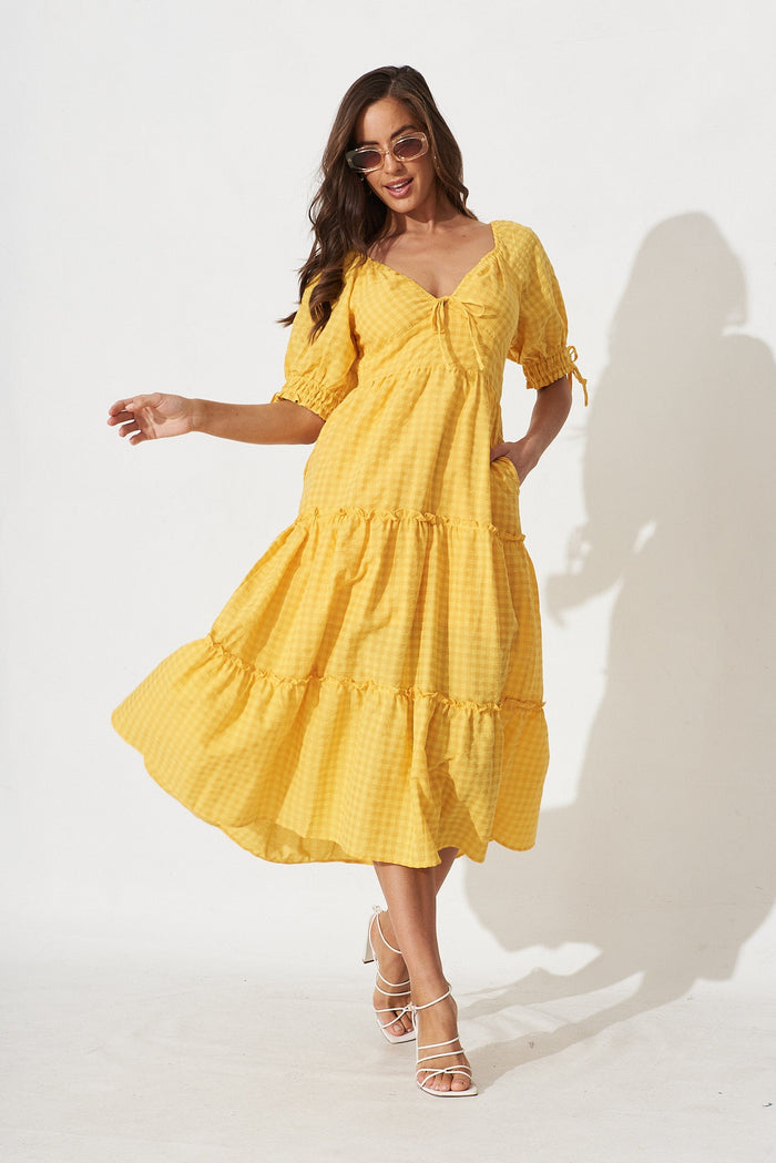 Tayah Midi Dress In Yellow - full length
