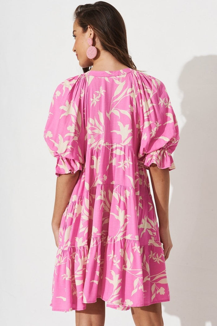 Cerrie Dress In Pink With Yellow Floral - St Frock (Dev)