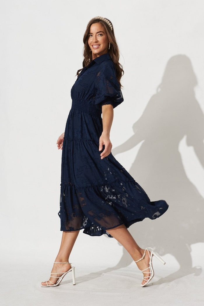 Brittney Maxi Dress In Navy Chiffon - St Frock (Dev)
