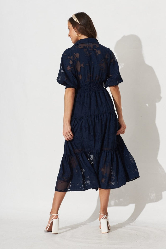 Brittney Maxi Dress In Navy Chiffon - St Frock (Dev)