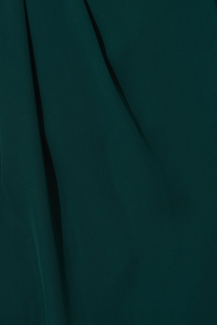 Jaxie Midi Dress In Emerald Satin - fabric
