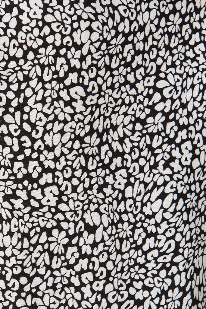 Gabby Lounge Pants In Black with White Speckle Print - fabric