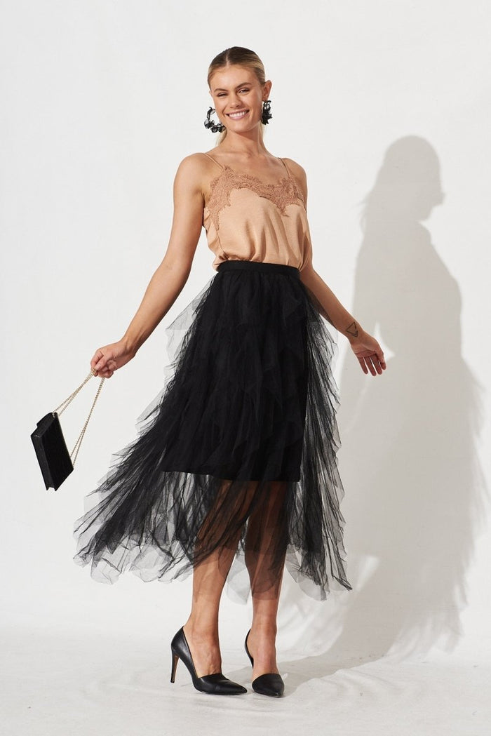 Cleef Midi Tulle Skirt In Black - St Frock (Dev)