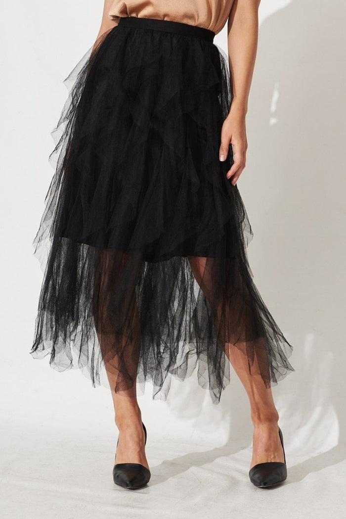 Cleef Midi Tulle Skirt In Black - St Frock (Dev)