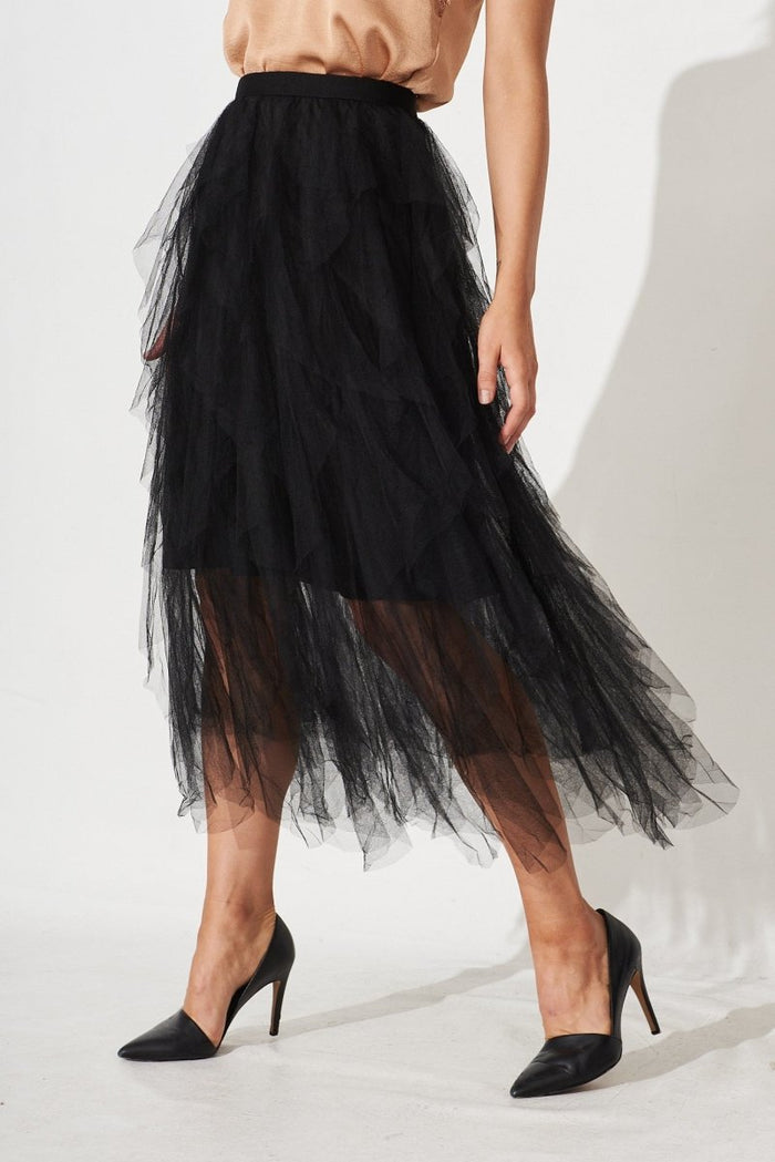 Cleef Midi Tulle Skirt In Black - St Frock (Dev)