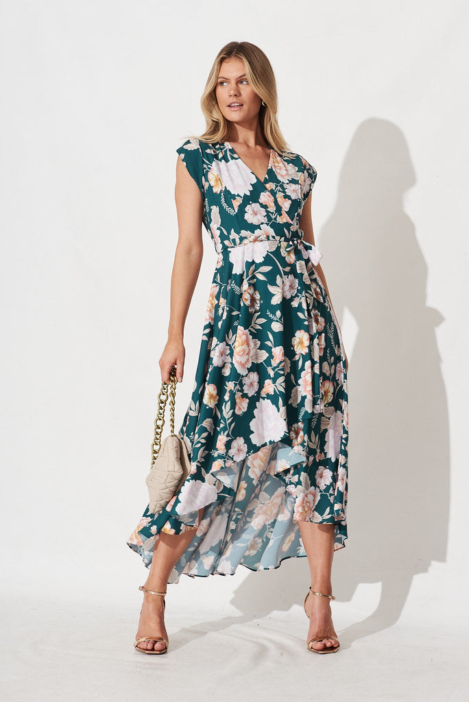 Savannah Dress In Teal Floral - full length