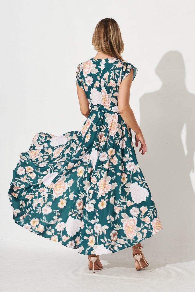Savannah Dress In Teal Floral - back