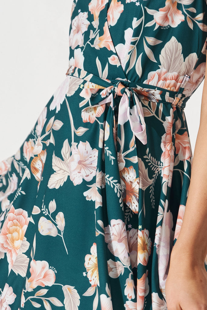 Savannah Dress In Teal Floral - detail